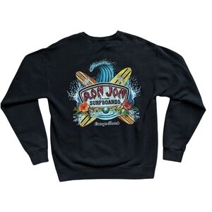 Ron Jon Custom Surfboards Orange Beach Black Crewneck Sweatshirt Size Medium